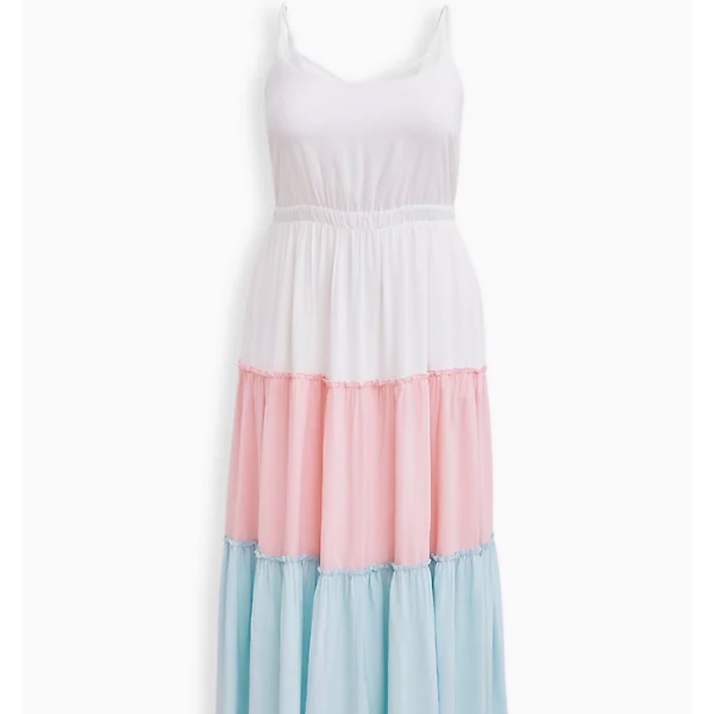 Torrid Multi Colorblock Challis Tiered Maxi Dress - Picture 2 of 3